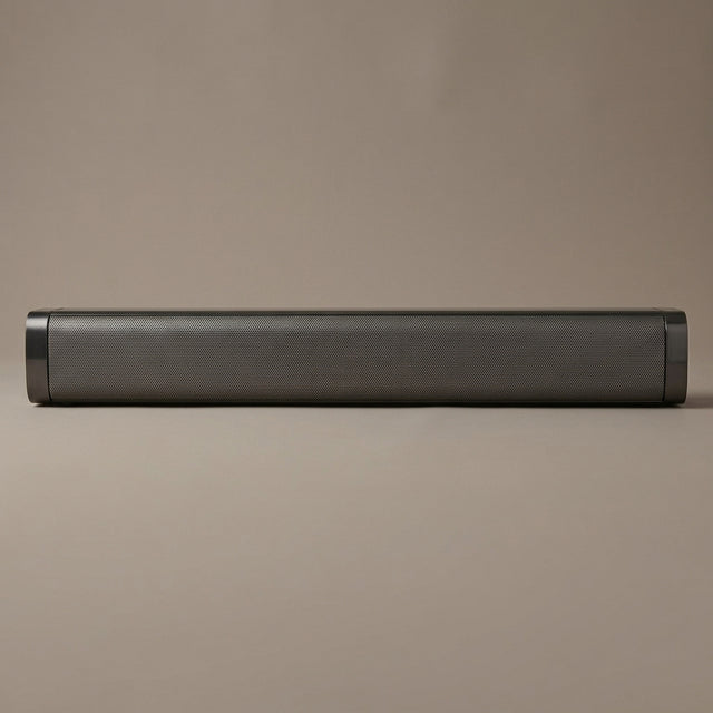Stereo TV soundbar seen from the front