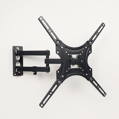 Full motion TV wall mount seen from the front with the arms folded flat